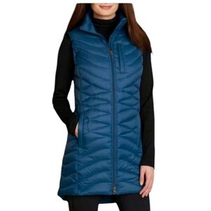 Duluth Trading Company Down Right Blue Quilted Tunic Puffer Vest- GUC
